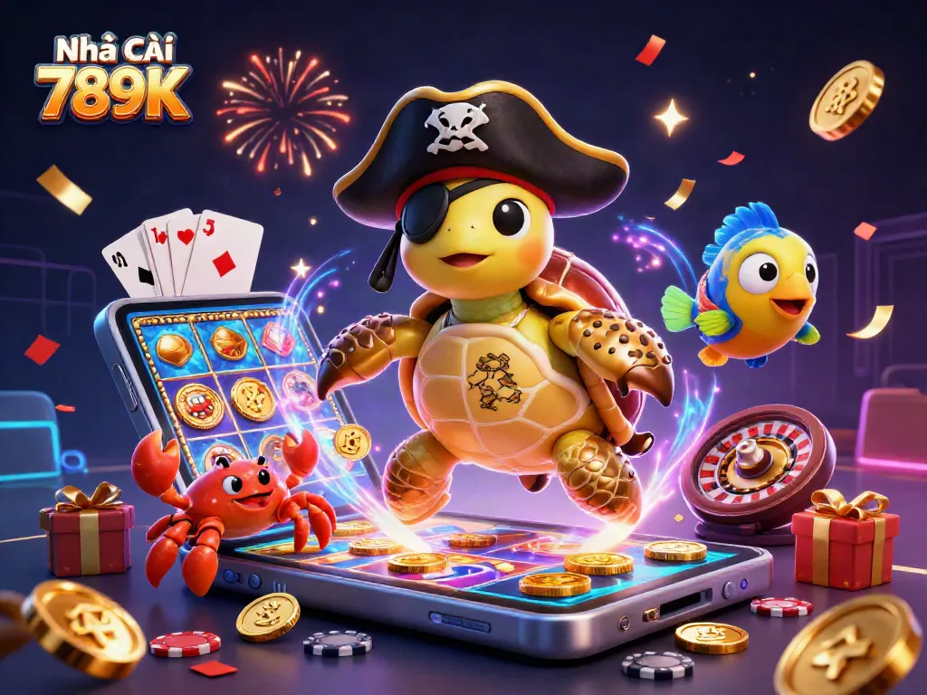 Engage in thrilling gameplay at Nhà Cái 789K with a vibrant casino scene featuring pirates and treasure.