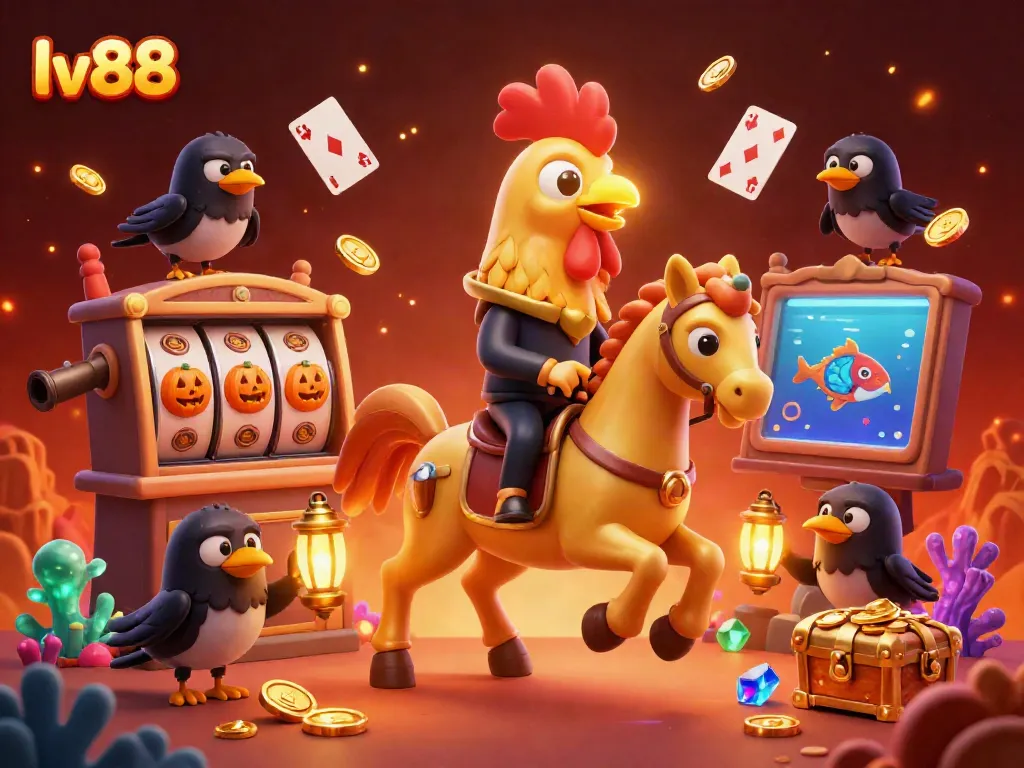 Win big with lv88 in a fantasy casino scene featuring vibrant gaming elements.