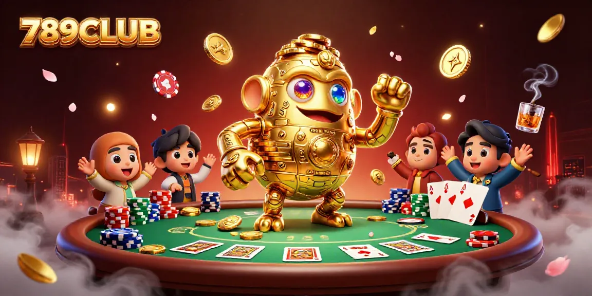 Engage with 789CLUB's vibrant 3D casino scene, showcasing thrilling poker action and golden golem characters.