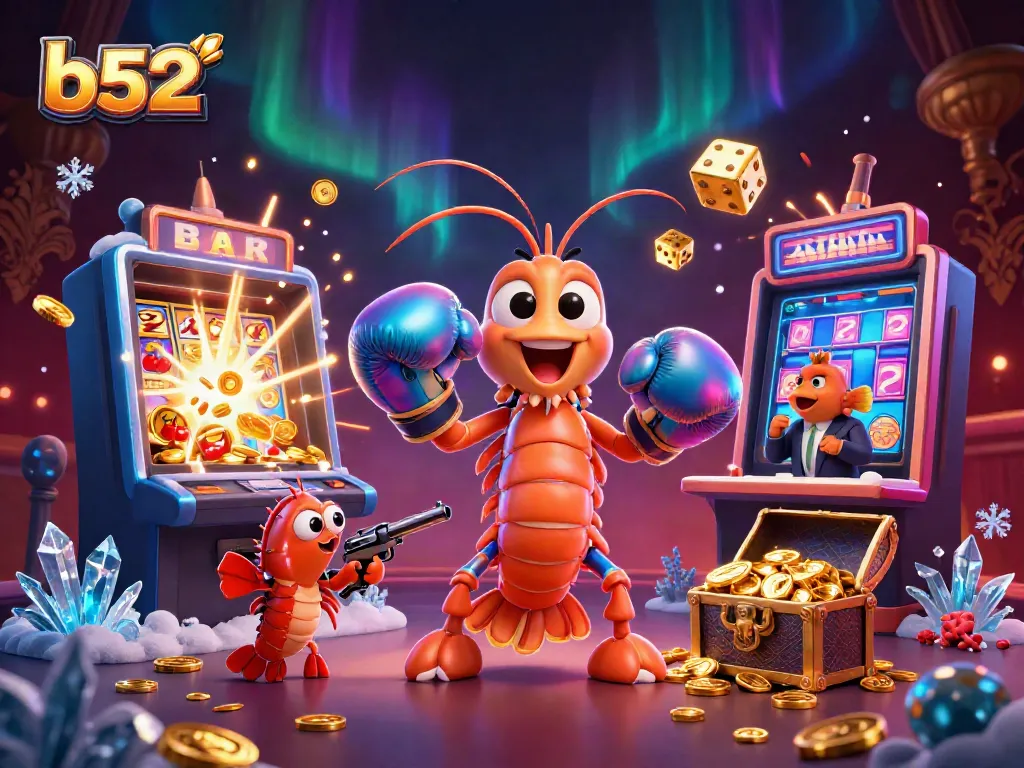 Unleash your luck with B52's vibrant casino scene featuring joyful characters and thrilling games.