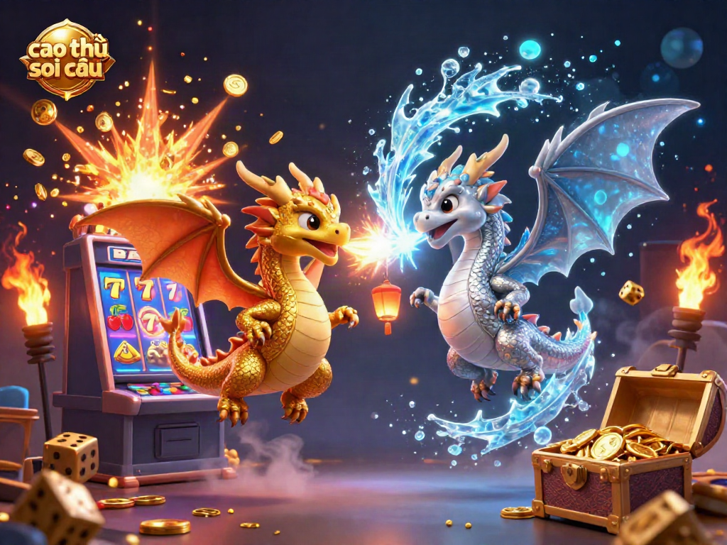 Engage with cao thủ soi cầu strategies amidst vibrant casino elements and dynamic dragons.