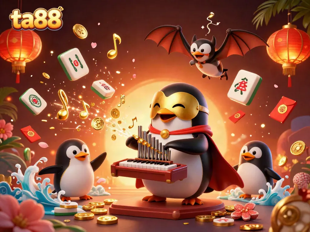 Experience the excitement of ta88 with a dynamic casino-themed illustration featuring entertaining characters and vibrant elements.