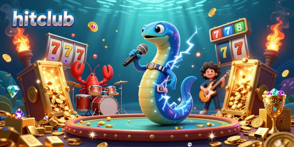 Experience the underwater casino scene with hitclub's electric eel DJ and sparkling treasure!