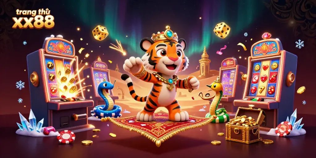 Play and win big on trang chủ xx88 with colorful gaming symbols and vibrant casino elements.