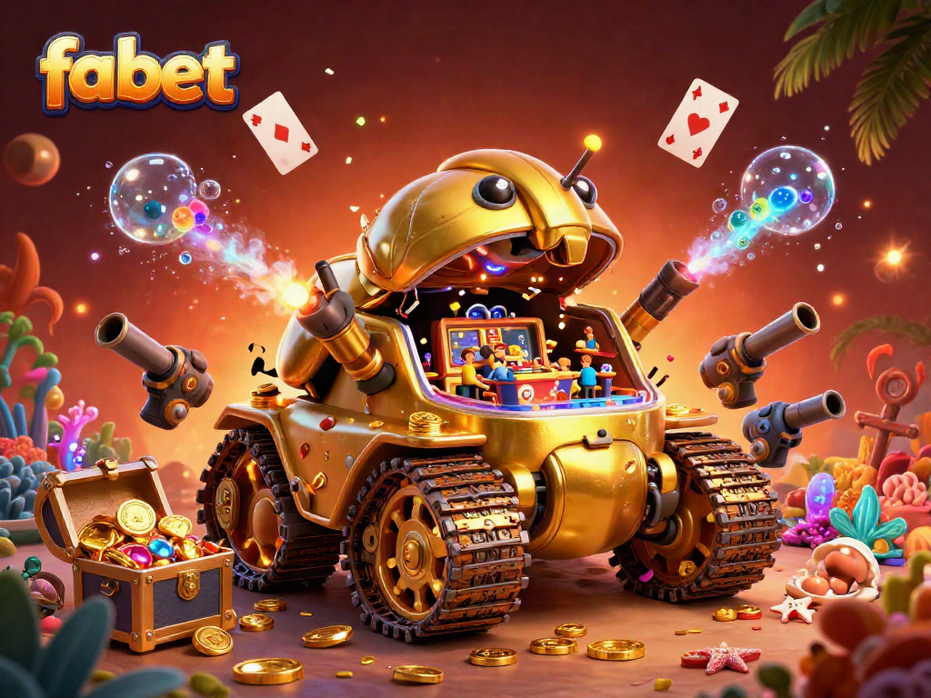 Experience exciting games at fabet, featuring vibrant casino elements and fantasy creatures in a colorful scene.