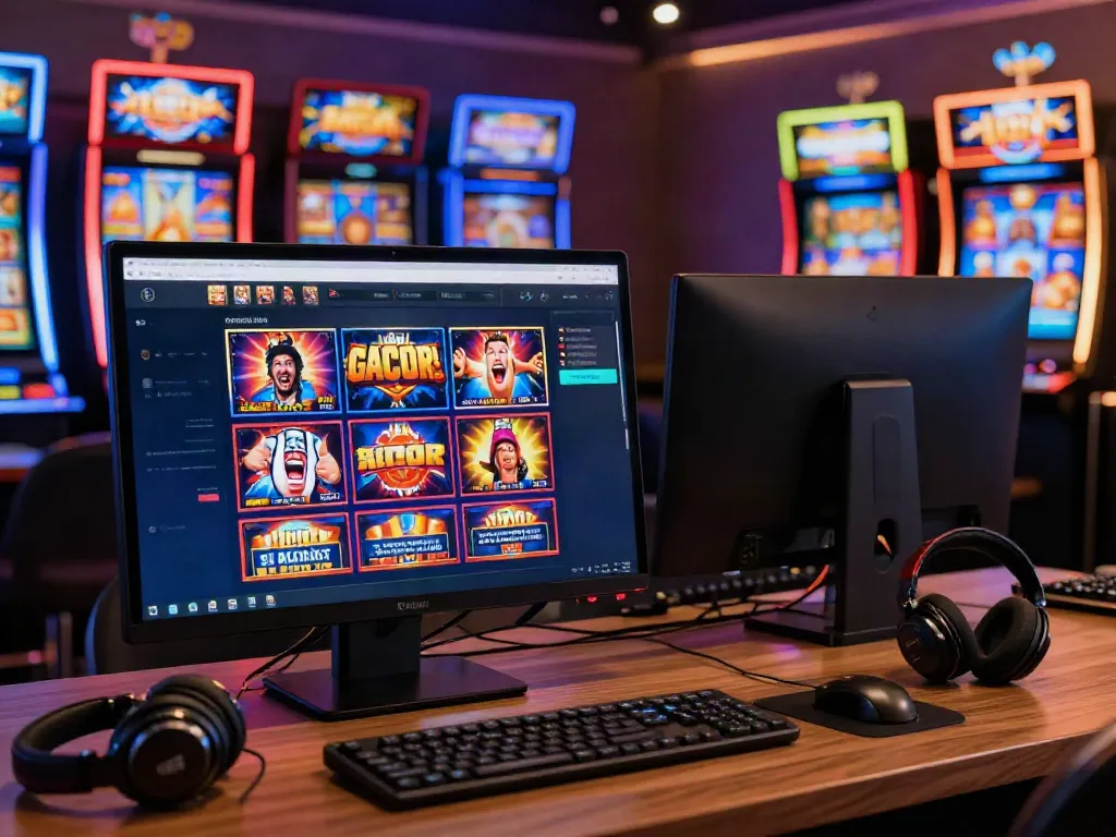 Player enjoying slot gacor games on a vibrant modern gaming platform interface.