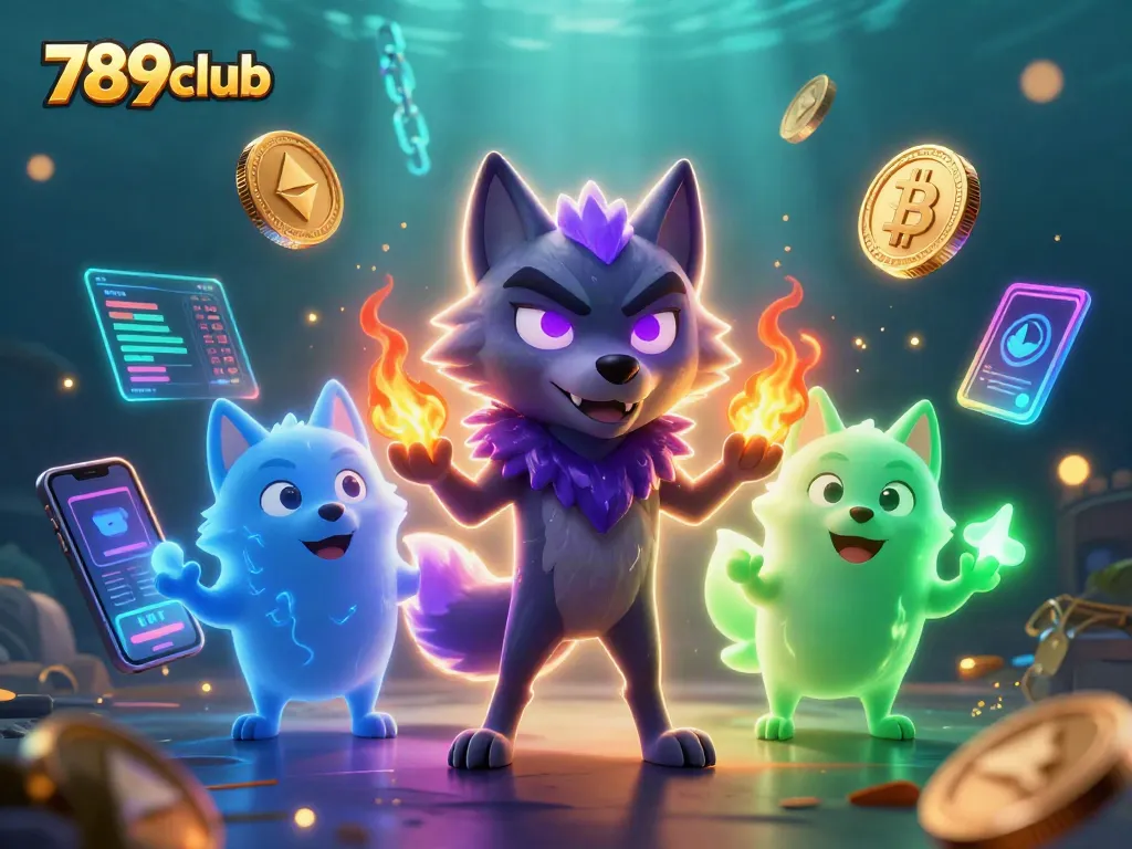 Engage with 789club's vibrant casino experience featuring mystical wolves and crypto elements.