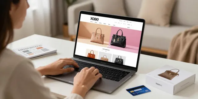 Shopping for trendy bags online, showcasing variety and style in e-commerce.
