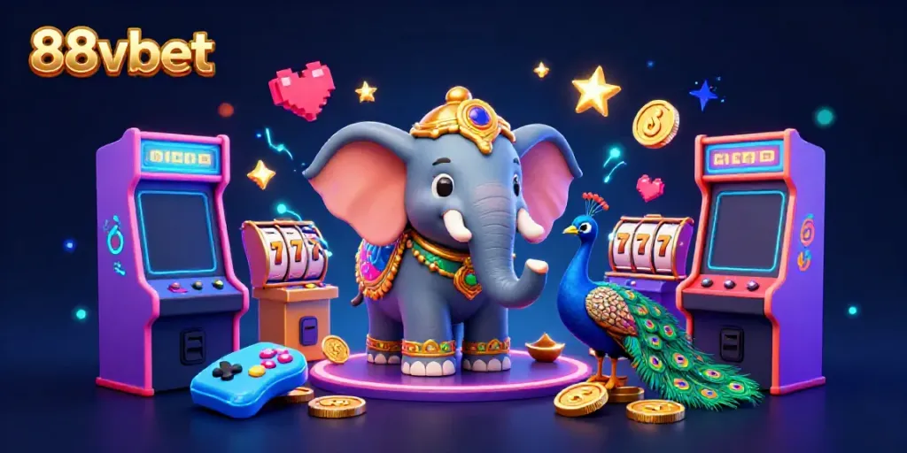 Engage with 88vbet in this colorful 3D casino scene featuring vibrant characters and dynamic gaming elements.
