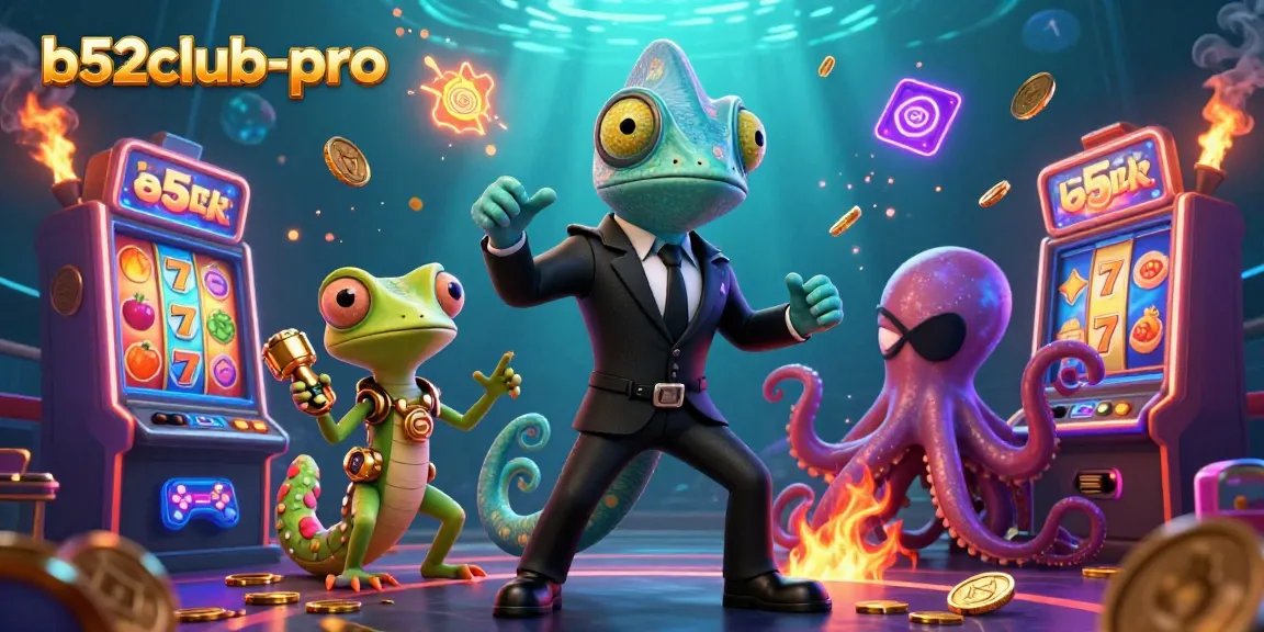 Engage with vibrant casino gaming at b52club-pro featuring dynamic characters and colorful slot machines.