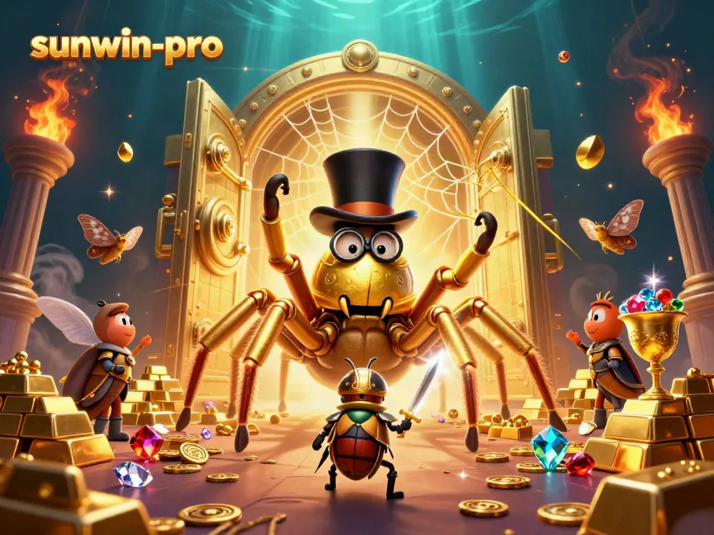 Engage with sunwin-pro gameplay featuring a giant golden tarantula and adventures in a vibrant casino scene.
