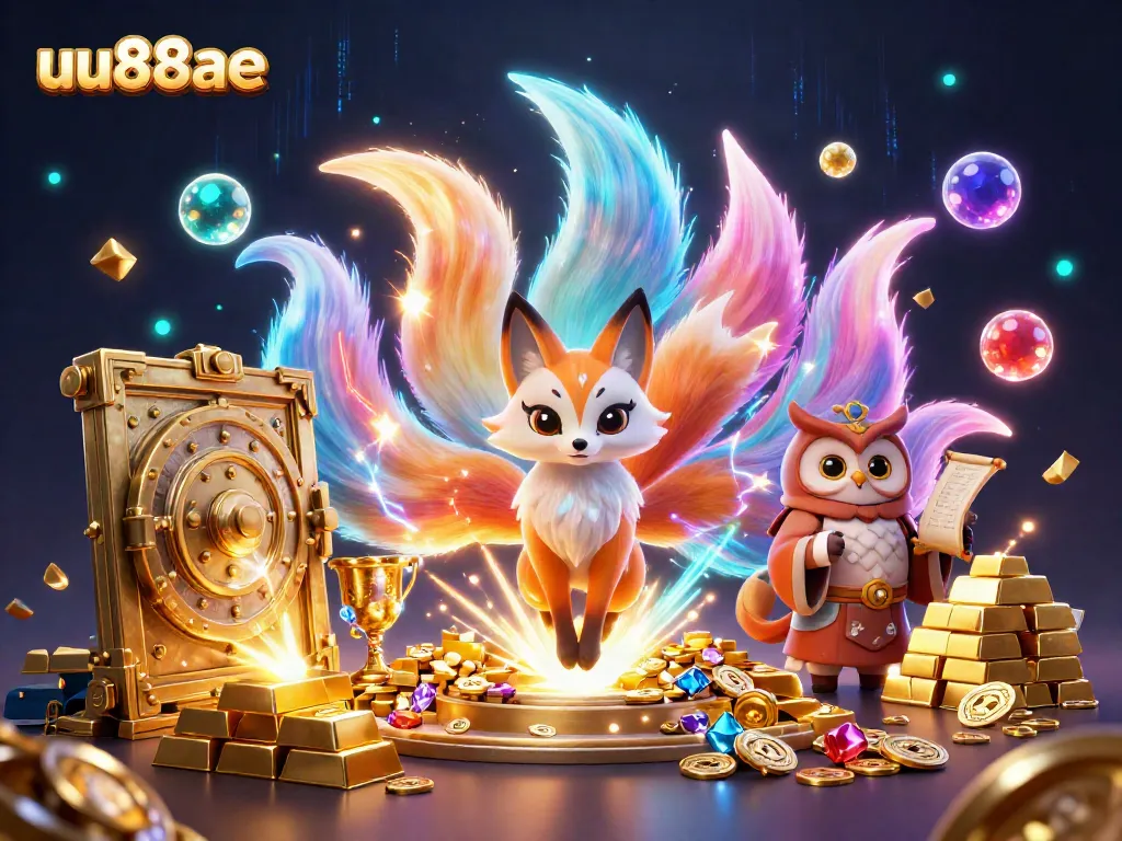 Experience thrilling wins with the magical nine-tailed fox spirit at uu88ae, surrounded by luminous treasures and engaging gameplay.