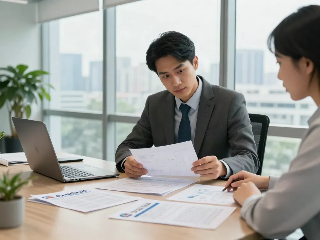Payday Loans Co consultation in modern office with client and financial advisor.