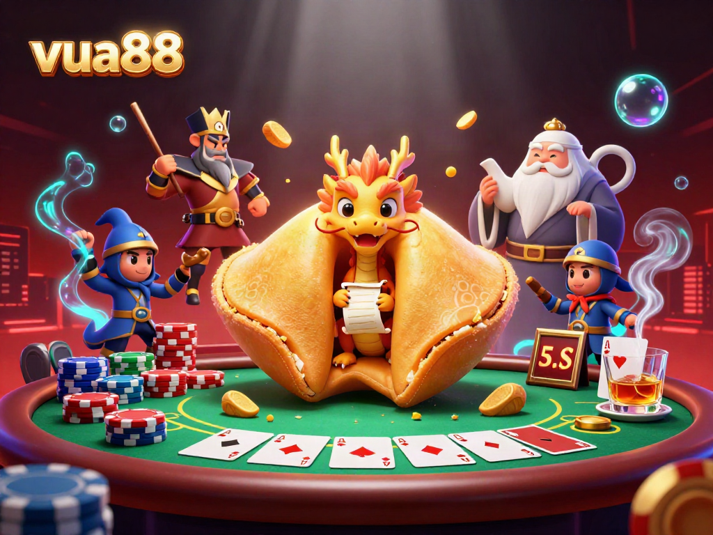 Experience exhilarating gameplay at vua88 with vibrant 3D animated casino elements and a lively dragon guardian.