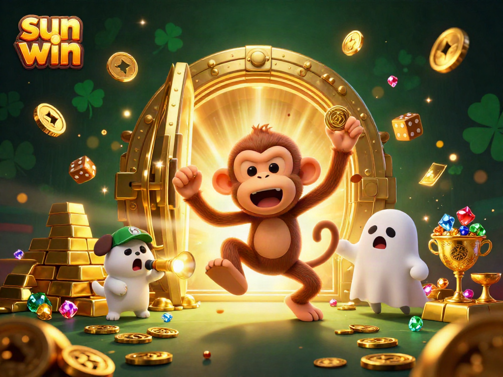 Experience thrilling moments with sun win as a playful poltergeist monkey and ghost-hunter puppy illuminate a spooky casino.