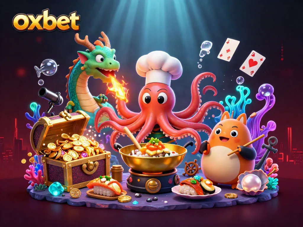 Experience thrilling gameplay with oxbet in this vibrant 3D casino illustration featuring unique characters and elements.