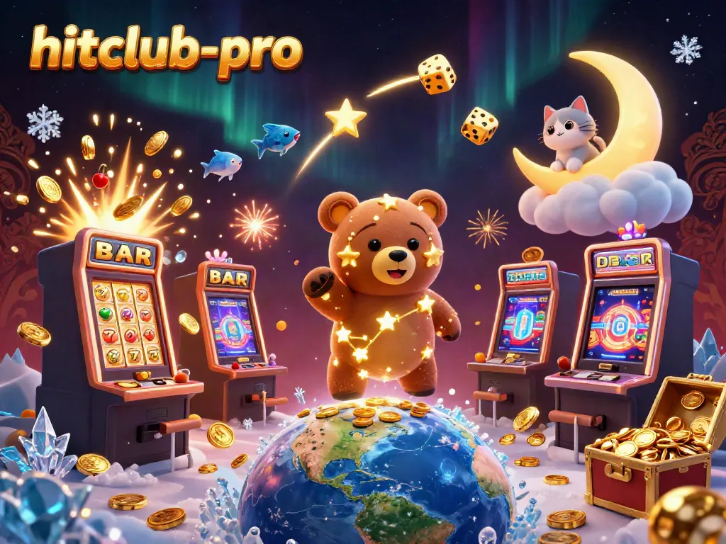 Experience the excitement of hitclub-pro with a dazzling 3D casino scene bursting with jackpots and fun.