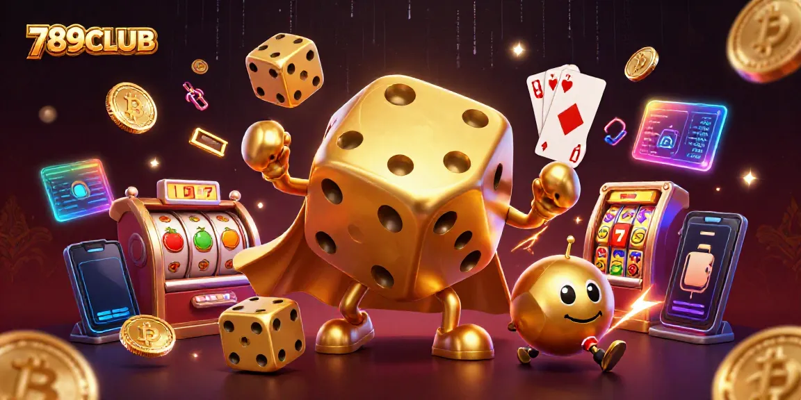 Experience 789CLUB with slots and dazzling games illustrated in a vibrant casino scene.