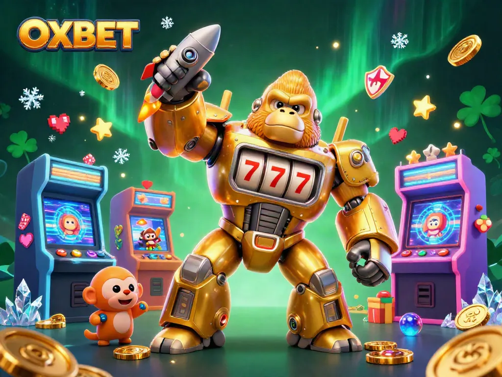 Experience thrilling gaming action and win big with OXBET's cinematic 3D casino illustration.