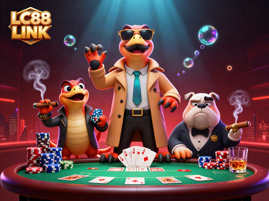 Engage with exciting gaming moments at LC88 LINK, surrounded by vibrant casino elements.