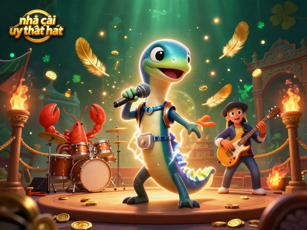 Experience excitement at nhà cái uy tín nhất with a vibrant underwater casino scene featuring musical characters.