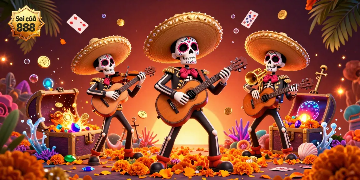 Engage with Soi cầu 888 through vibrant 3D mariachi illustration capturing lottery excitement.